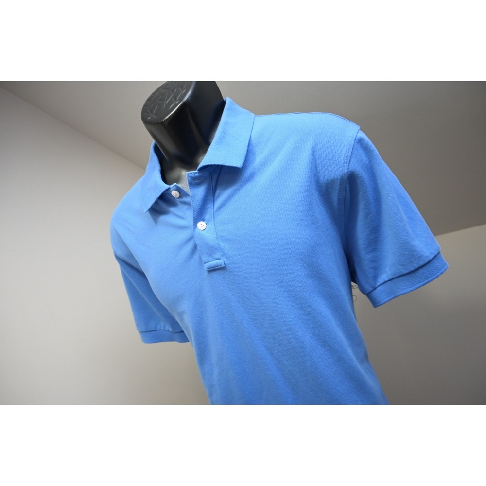 J.Crew Flex Pique Polo Men Large Blue Untucked Short Sleeve Stretch Excellent